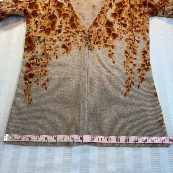 Coldwater Creek Wool, Cashmere, Rabbit Blend Fall Leaves Cardigan Sweater Sz M - Picture 7 of 12